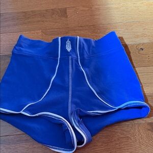 Free People Royal Blue Athletic Shorts with White Piping